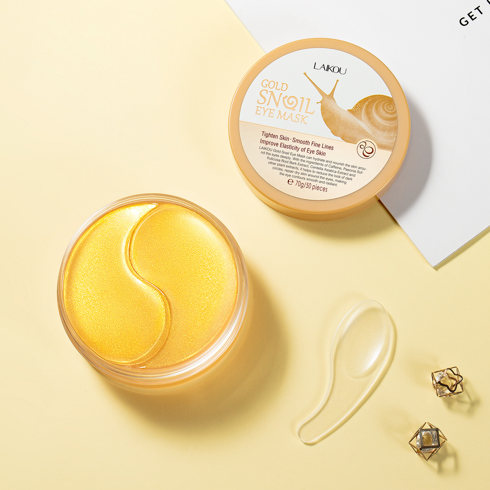 Collagen Sheet Mask - LAIKOU 50pcs Golden Snail Collagen Eye