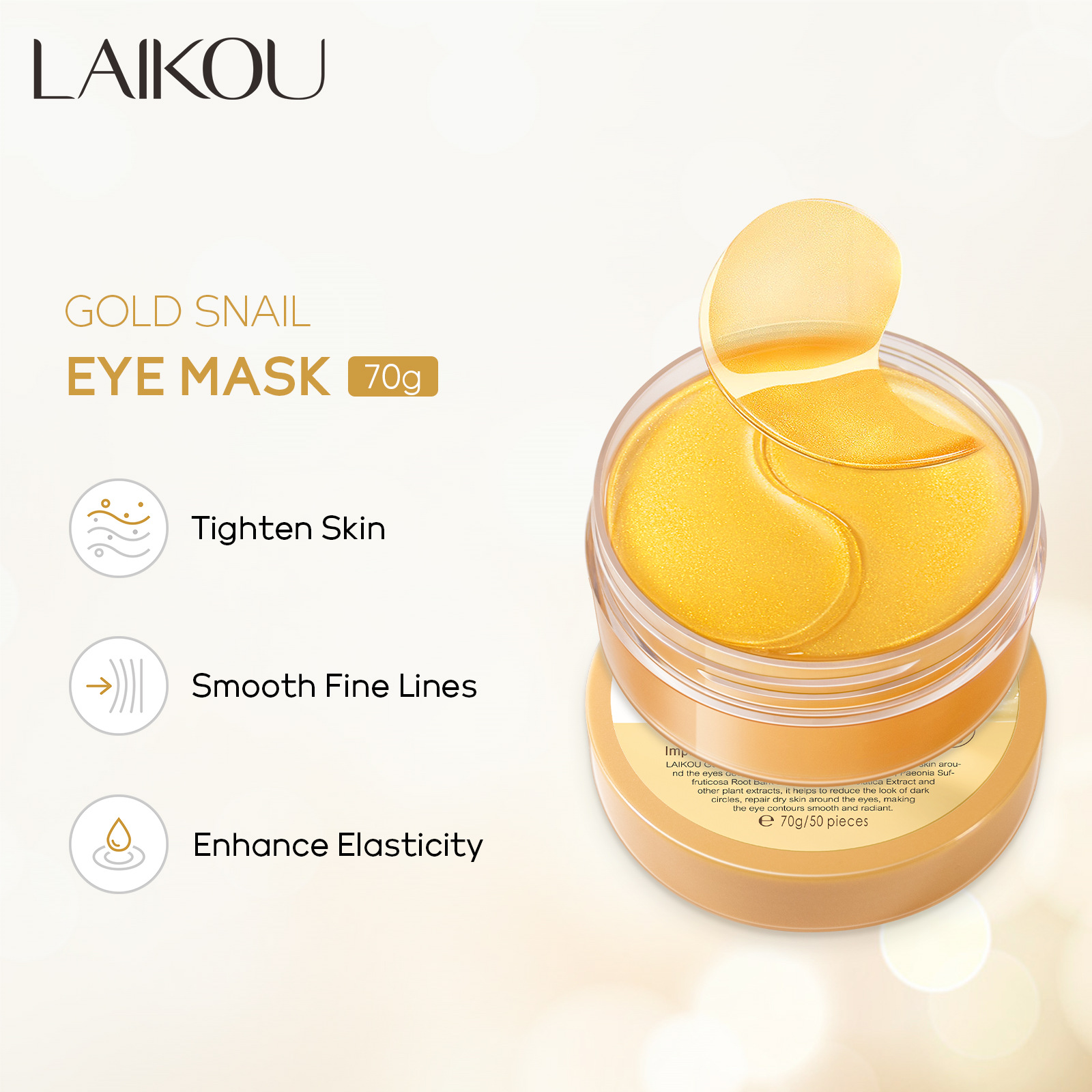 LAIKOU 50pcs Golden Snail Coll - Collagen Sheet Mask incelemesi ve fiyatı